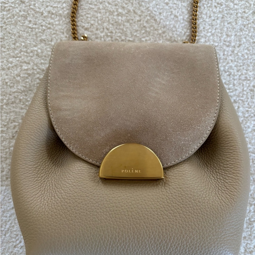 Polene Beige Crossbody Bag with Gold Accent